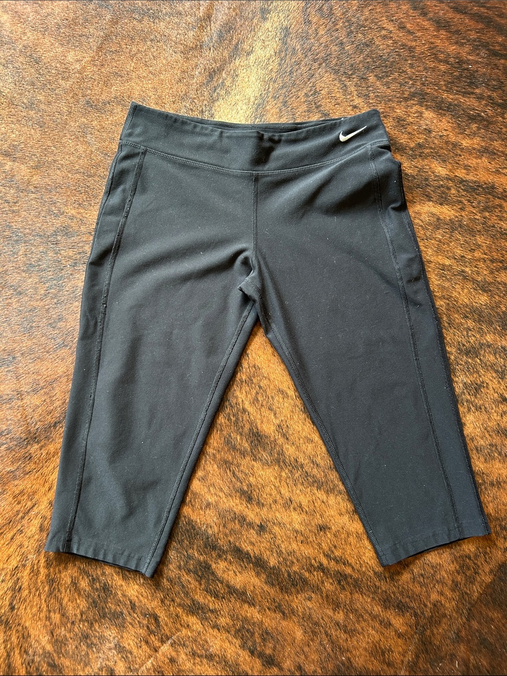 Nike Kids Black Capri Leggings with White Swoosh Accent